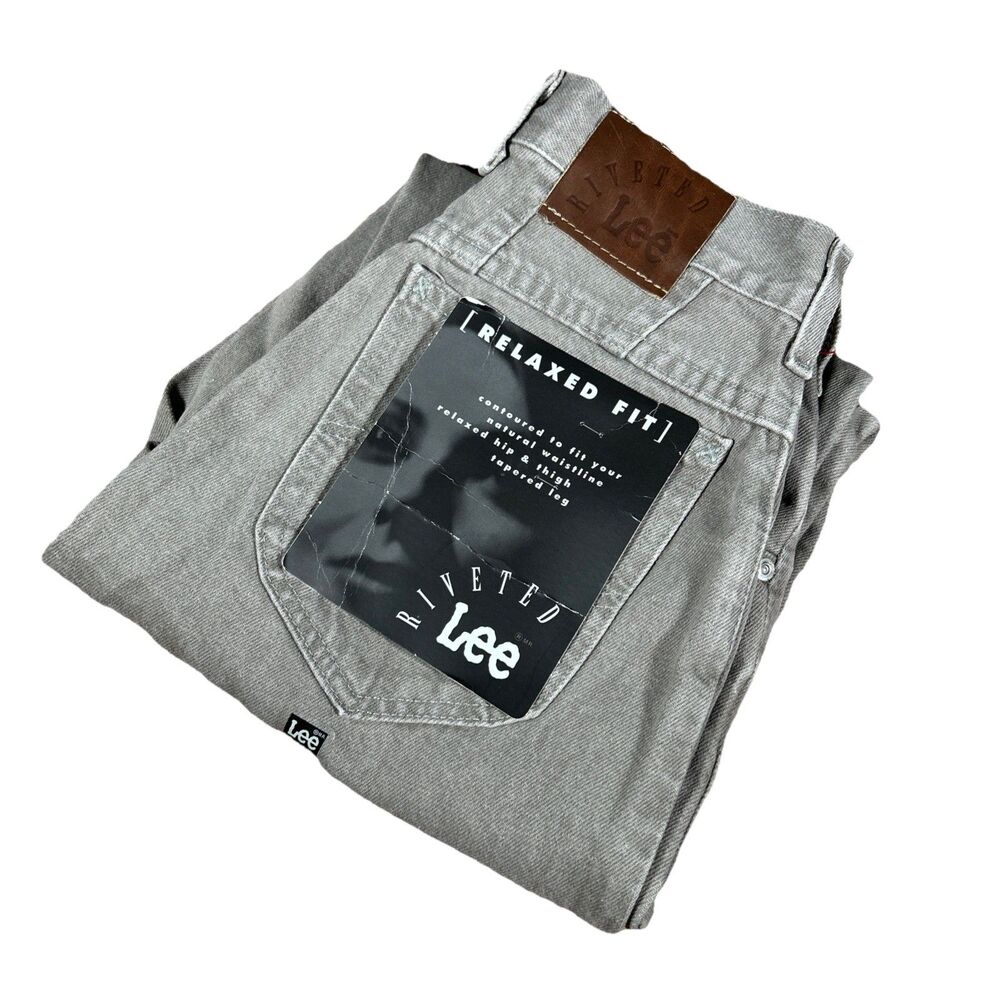 Vintage Lee Riveted Relaxed Fit Women’s 8 Gray Tapered Leg Jeans 26x32 USA NWTS